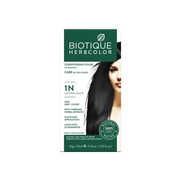Biotique Herbcolor 1N Natural Black - 50 Gm + 110 Ml