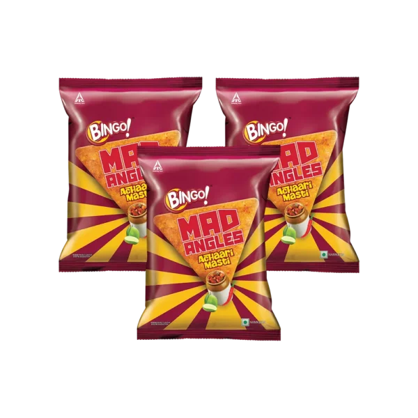 Bingo Mad Angles Achaari Masti Crisps – Pack of 3 (60g × 3)