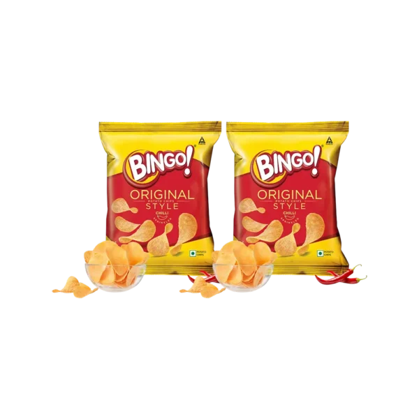 Bingo! Original Style Chilli Sprinkled Potato Chips – Pack of 2 (21g × 2)