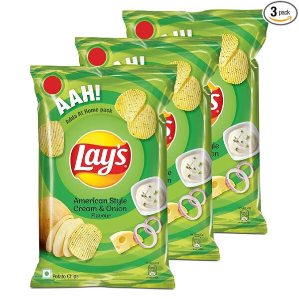 Lay’s Potato Chips – American Style Cream & Onion Flavour 48 g – Pack of 3